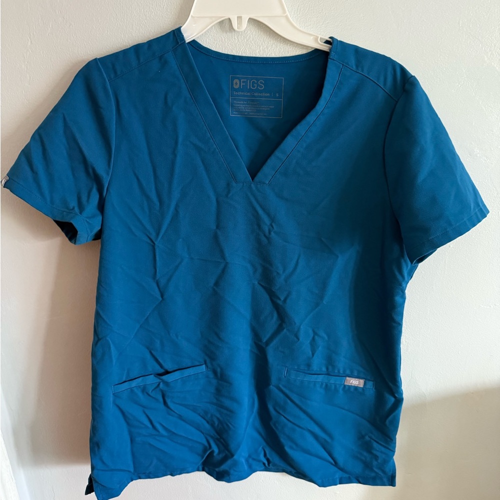 Figs Teal Casma Three-Pocket Scrub Top Size Small